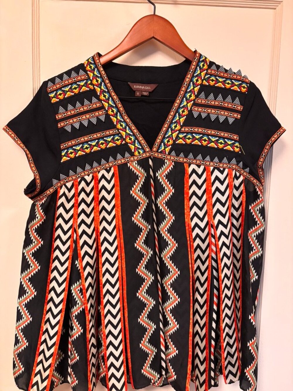 Ranna Gill Silk and Cotton top from Anthropologie Colorful